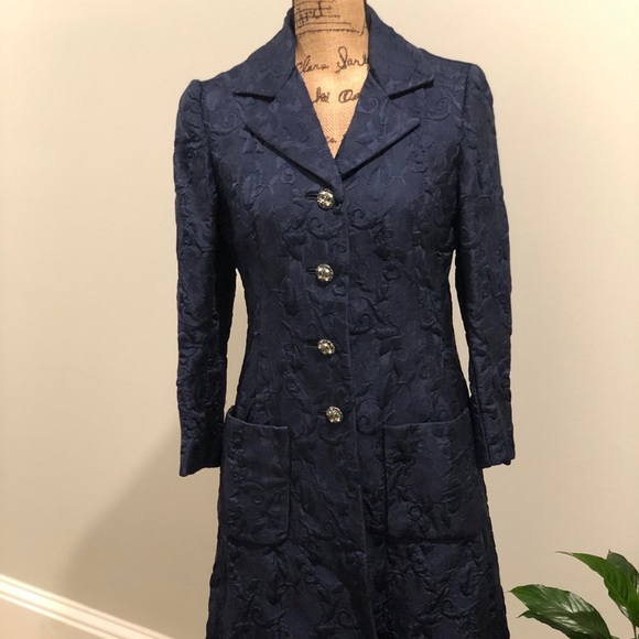 Vintage navy blue long length coat - Picture 13 of 16